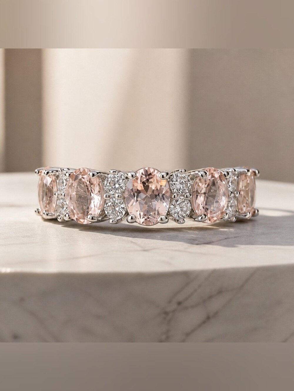 Genuine 2ct Morganite Ring Size 6 Solid S925 Sterling Silver